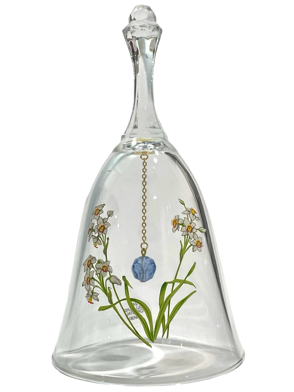 Vintage 1970s Avon Lead Crystal Dainty Floral Bell Blue Faceted Crystal Clapper